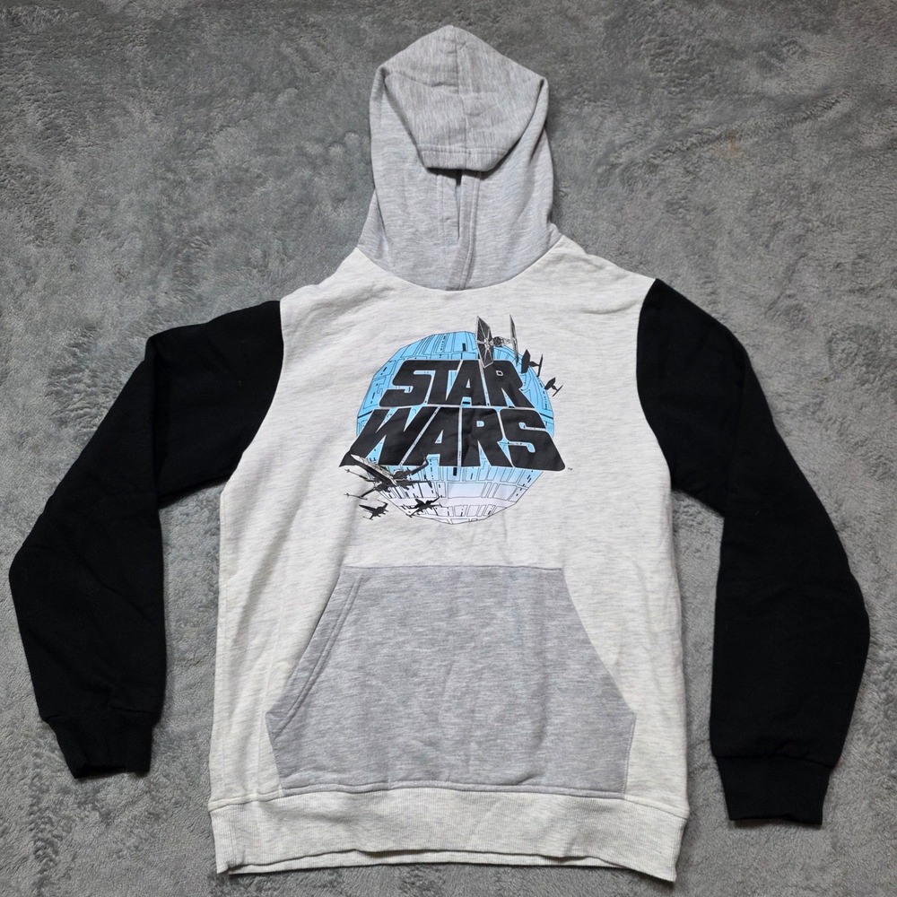 Star Wars Boys XL Gray Black Death Star Graphic Pullover Hoodie Hybrid Apparel